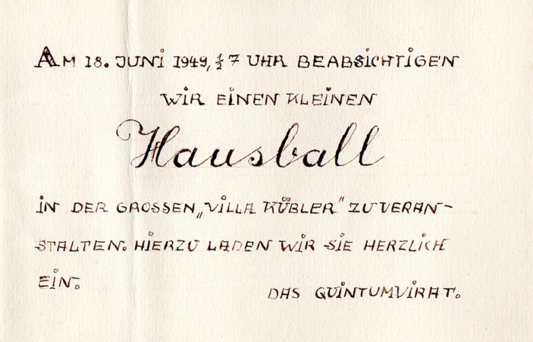 Einladung zum Hausball 1949