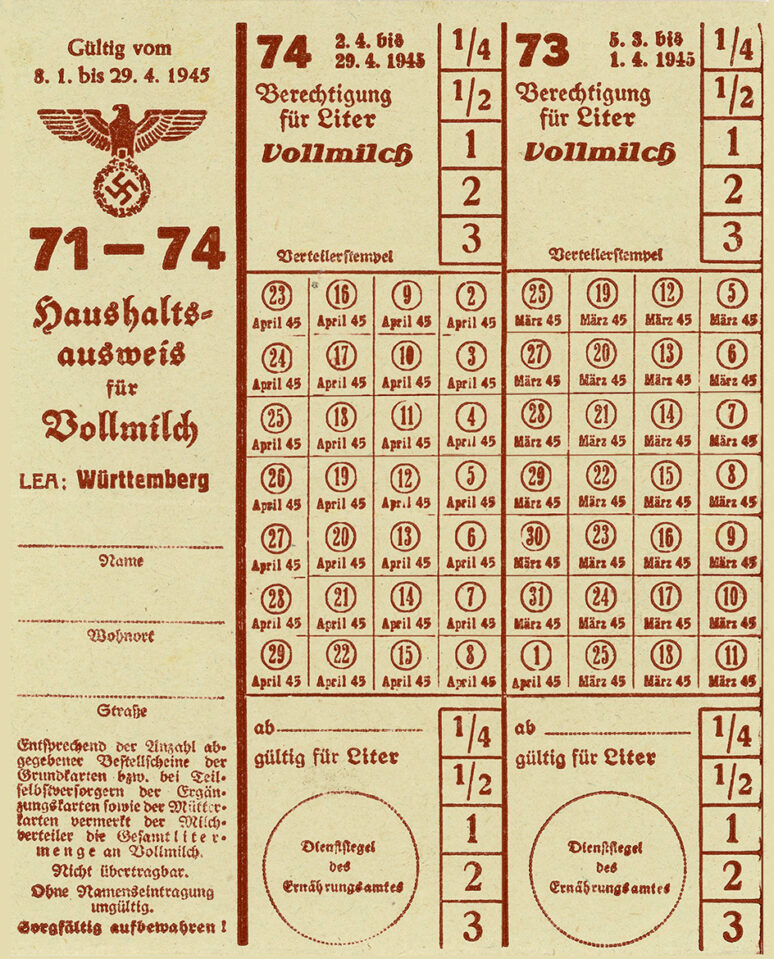 Lebensmittelkarten Milch